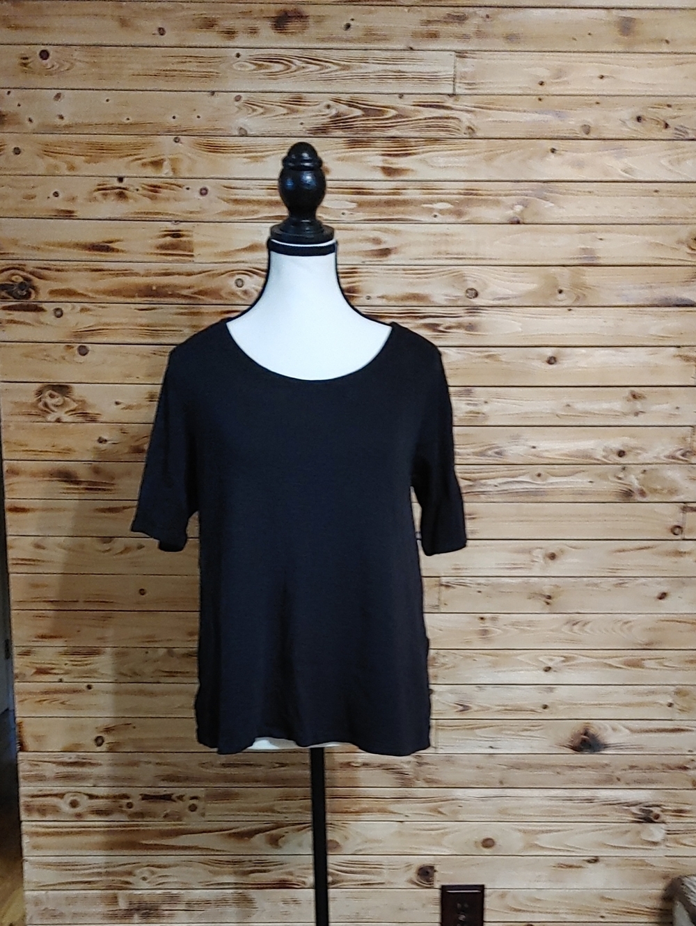 J. Jill Black Short Sleeve Scoop Neck Tee